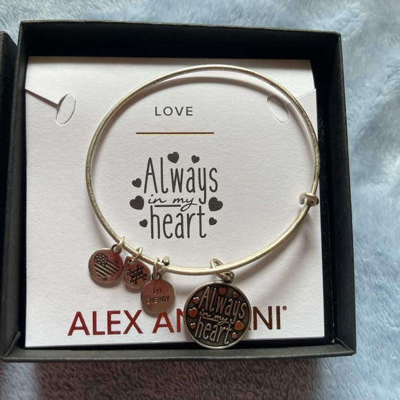 Alex and Ani Silver Charm Bangle with Inspirational Accents - Picture 3 of 4